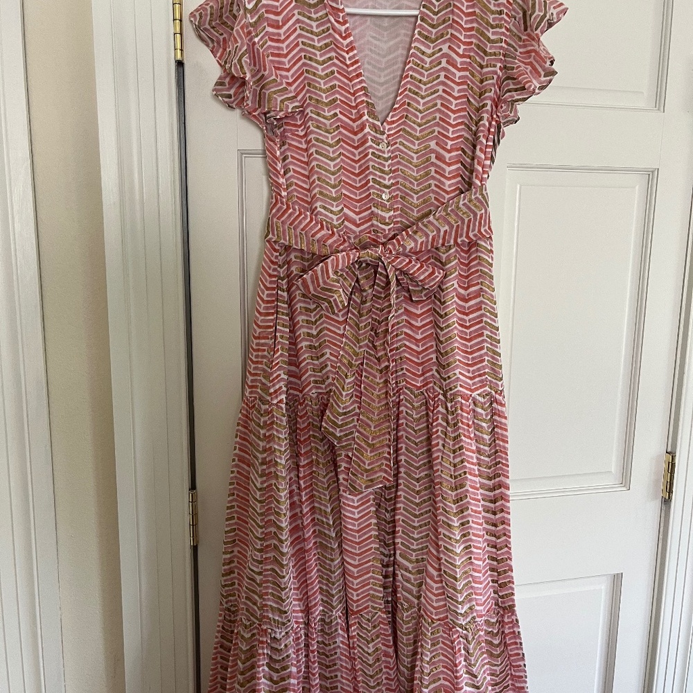 Oliphant Pink Tiered Maxi Dress